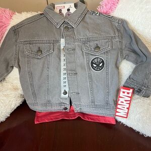 2pc Marvel Kids Spider-Man Gray Jean Jacket with red t-shirt